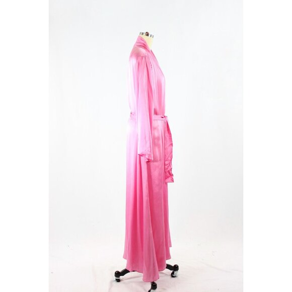CRISTINA IAIA Hot Pink Stretch Silk Charmeuse Satin Long Kimono Robe, Size 5/XL - Picture 2 of 16